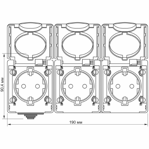 BINERA сірий Розетка зовнішня 3-а із заземленням IP65 Videx Житомир - фото 3