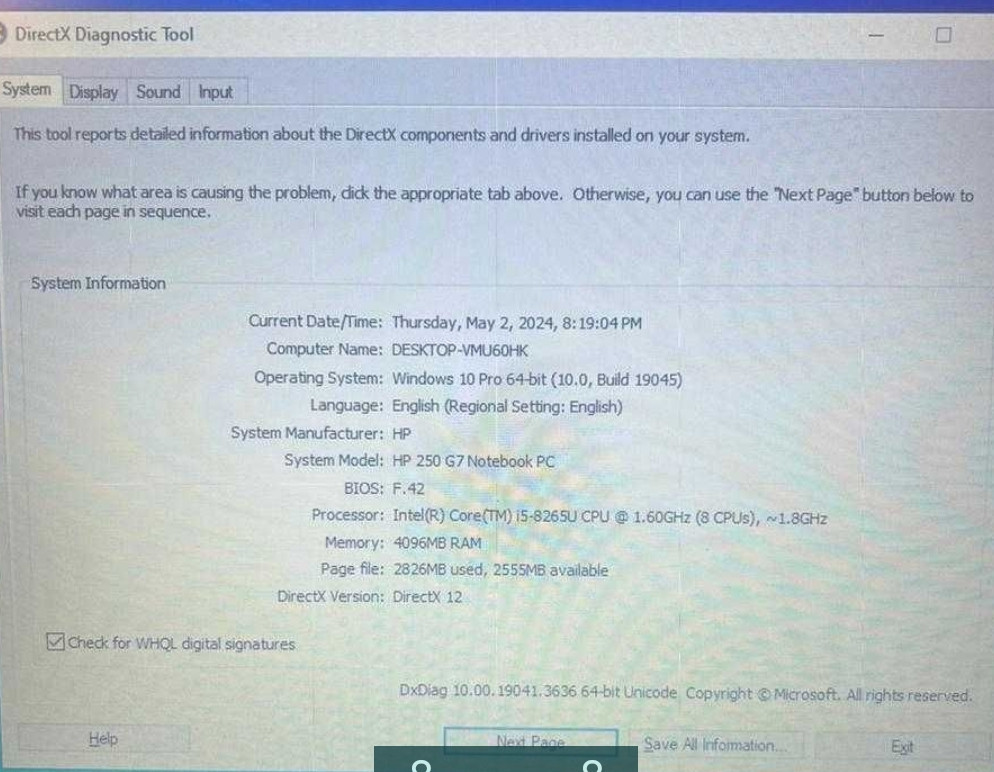 Ультрабук: HP 250 G7 i5-8265U/ 1Tb SSD M2/4Gb.DR4) 15.6