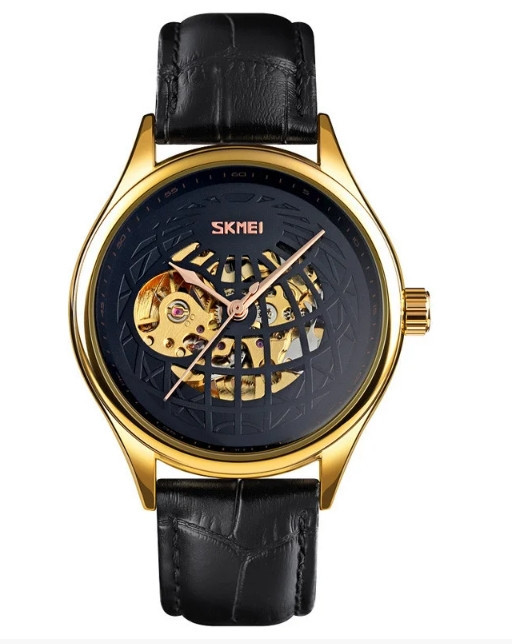 Чоловічий механічний годинник Skmei 9209 скелетон (Чорний) Вінниця - фото 2