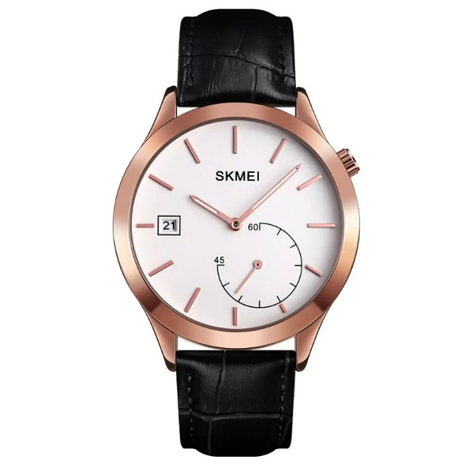 Мужские кварцевые часы Skmei 1581 Prestige черные с розовым Винница - изображение 3