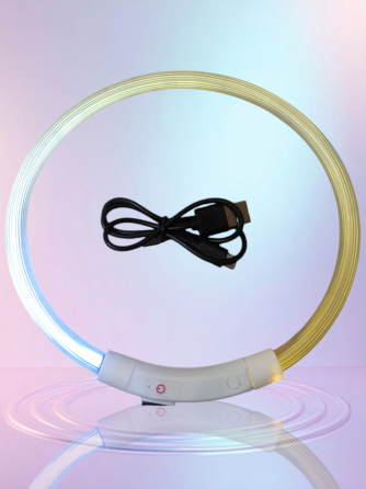 Светящийся ошейник для собак или котов с USB зарядкой имеет три режима свечения S 35 см прозрачный Киев