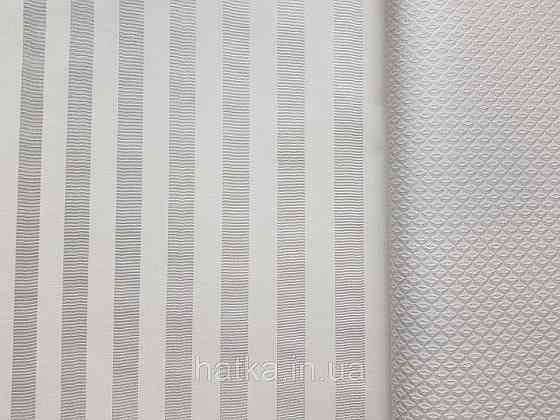 Шпалери вінілові на флізеліні Rasch Trianon Xlll 0.53х10 класика структурні смуги сріблясті молочні Київ