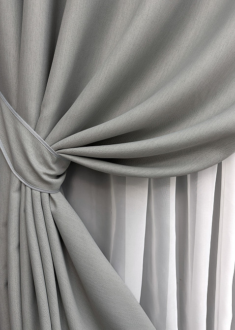 Комплект штор на люверсах VR-Textil Блекаут двосторонній Scandi № 1900ш Сірий 150х250 см 2 шт (37-0303) Київ - фото 5