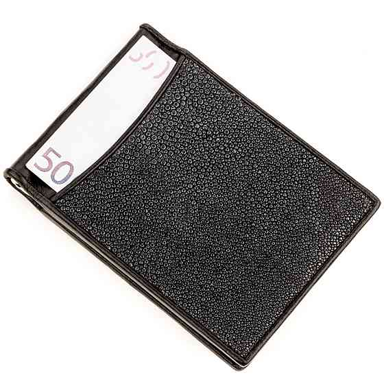 Затискач для грошей з натуральної шкіри морського ската Чорний (STINGRAY LEATHER) Київ