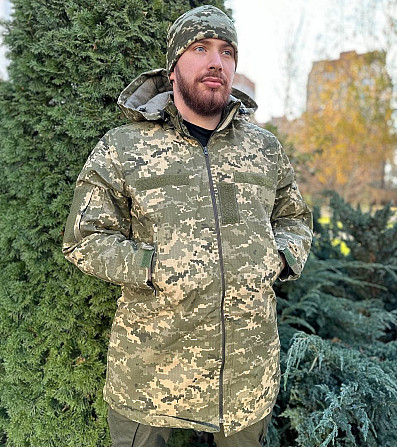 Зимовий чоловічий бушлат (фліс + синтепон) з водонепроникним просоченням (Піксель) M Вінниця - фото 1