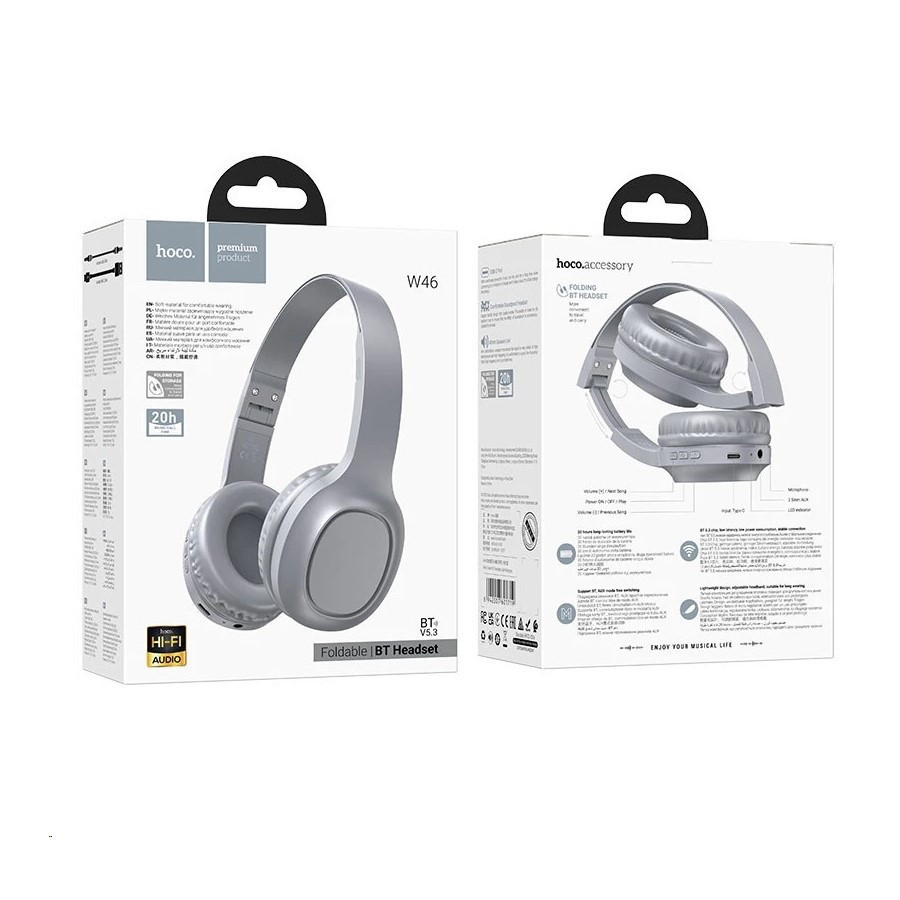 Навушники бездротові HOCO W46 Charm BT headset Light Blue Gray 6942007601719 Одеса - фото 3