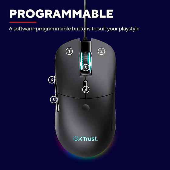 Компьютерная игровая мышь Trust GXT 981 Redex, 10000 DPI, 6 кнопок, RGB оптическая проводная черная  Киев