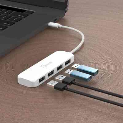 Концентратор J5create USB-C to 4xUSB-A 3.2 10Gbps white (JCH341EW-N) Винница