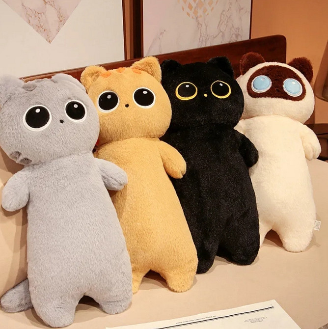 Кот подушка-обнимашка 40 см - мягкая плюшевая игрушка “Кот батон” с большими глазами Киев - изображение 3