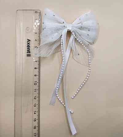 Комплект заколок "Бантики зі стрічками" 2 шт Білий Сміла