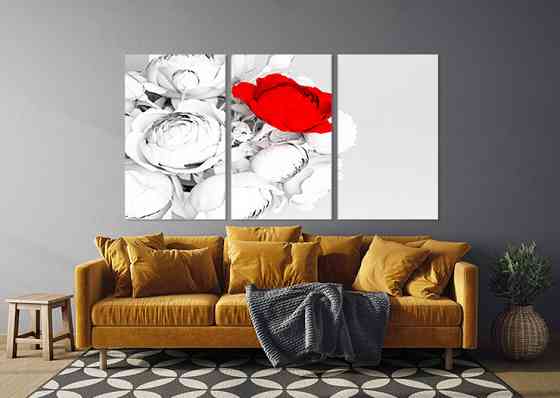 Модульна картина у вітальню/ спальню  Червоний піон   ART-301_3A 100х150 см Київ