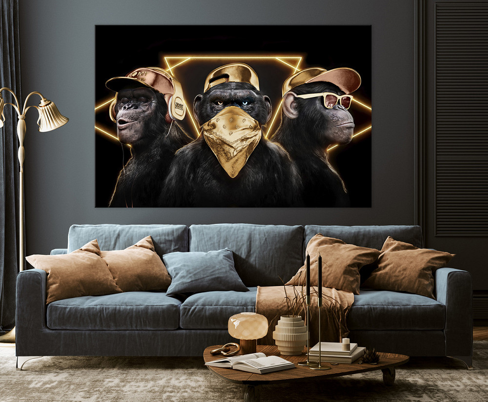 Картина полотно  у вітальню / спальню    Три мавпи    MLP_408 ( 60х30см ) Київ - фото 2