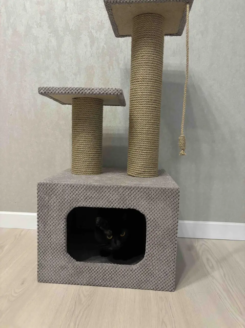 Домик когтеточка с лежанками для кота 75х40х40 см дряпка джутовая для кошек Киев - изображение 6