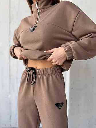 Жіночий повсякденний костюм-двійка: кофта та штани двохнитка-петля Капучино, 48 Одеса