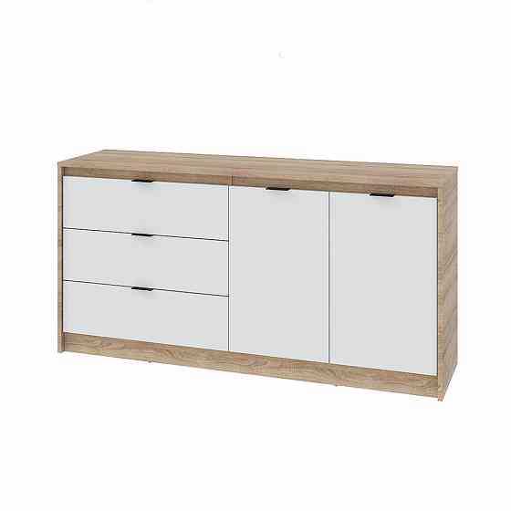 Великий комод із дверима та 3-ма шухлядами Еверест Сіті-1500 150,2х38х74,6 Дуб сонома/Білий (DTM-071102) Львів