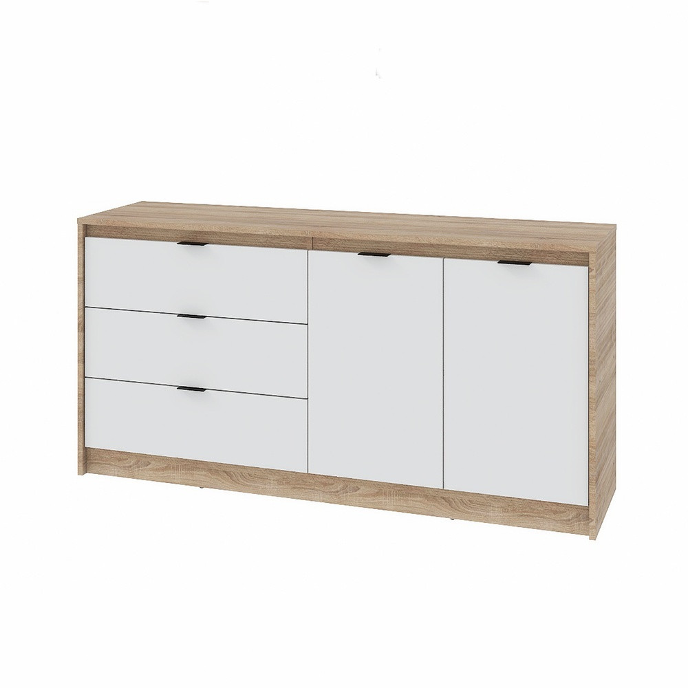 Большой комод с дверями и 3-мя ящиками Эверест Сити-1500 150,2х38х74,6 Дуб сонома/Белый (DTM-071102) Львов - изображение 3