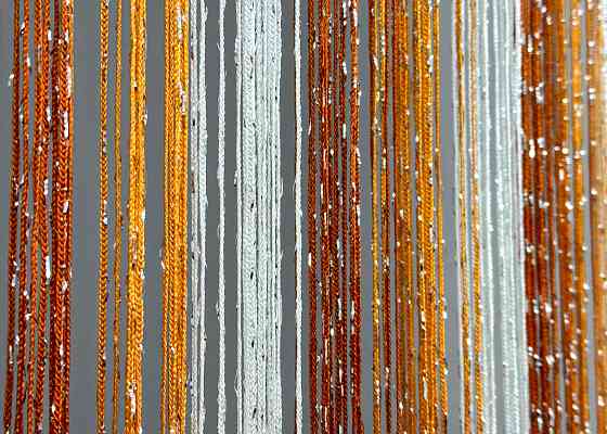 Шторы-нити с люрексом Белый с терракотовым и оранжевым 300х300см 1 шт (61-121) Киев
