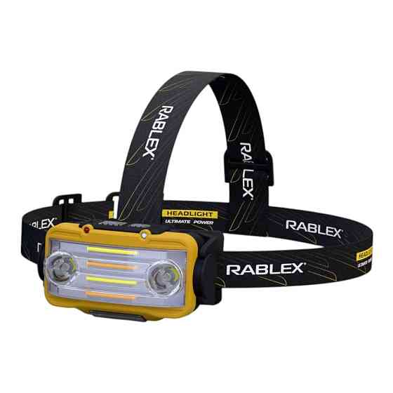 Налобний ліхтар Rablex RB977, жовтий + білий + червоний, 3хT6+4хCOB, Sensor, акум, Type-C Дніпро