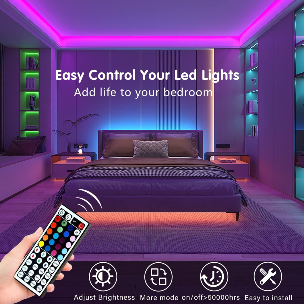 Світлодіодна стрічка Keepsmile 30 м (2×15 м), RGB, Bluetooth, керування через застосунок і пульт, синхронізація з музикою, таймер Київ - фото 6