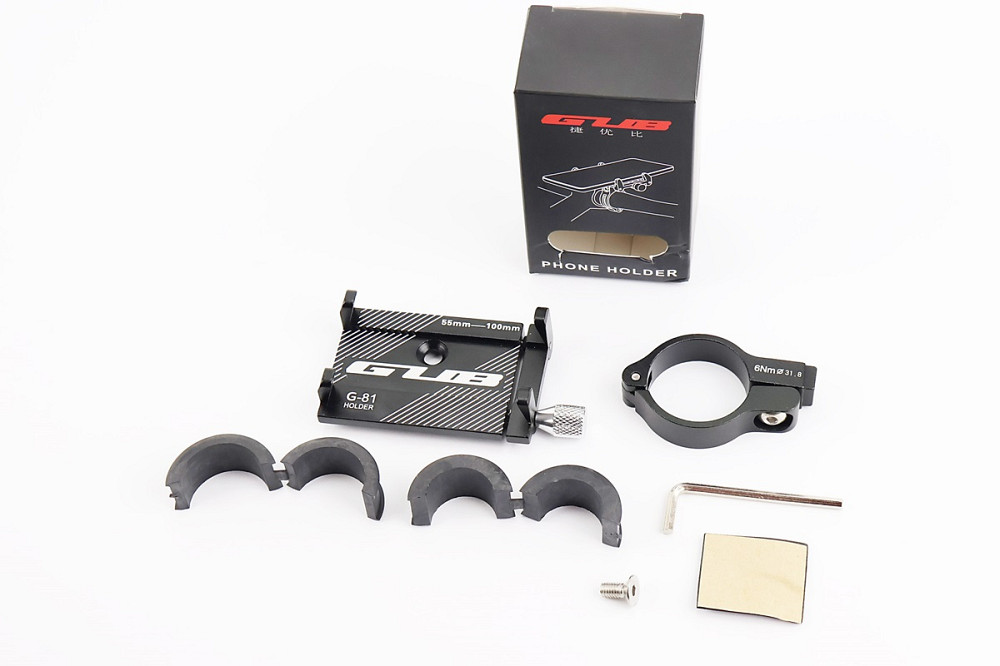 Тримач телефону на кермо алюмінієвий, ширина 55-100мм регульована, чорний G-81 Київ - фото 1