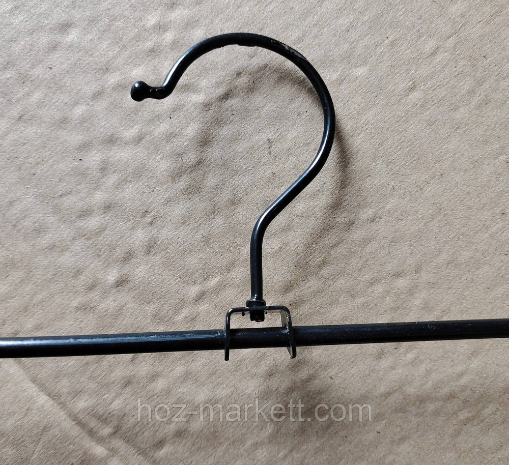 Плічка вішалки тремпеля чорні брючні прищіпка і гачок 35 см 10 шт в уп Харків - фото 6
