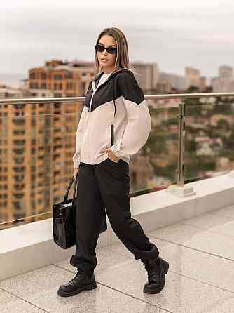 Стильний жіночий костюм з плащівки "Wolf"| Батал Чорний + бежевий, 50-52 Київ