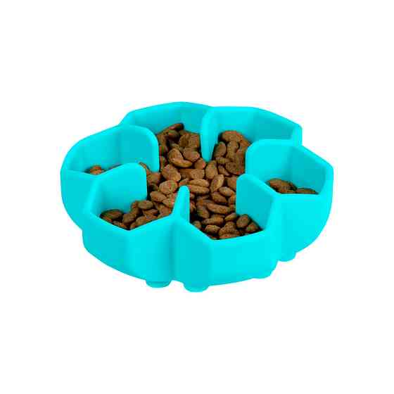 Миска для медленного питания WAUDOG Silicone, 450 мл, голубой Киев