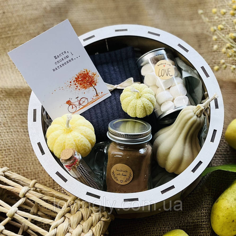 Осенний подарочный набор: носки, шоколад, свечи, бокс Ирпень - изображение 2