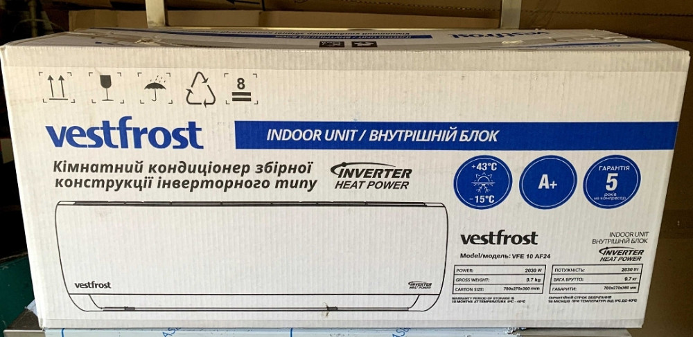 Новий запакований кондиціонер спліт Vestfrost VFE10AF24 Київ - фото 3