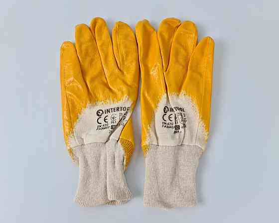 Господарські рукавички Залита Нітрил жовтий No10 "Intertool" (12 пар) Харків