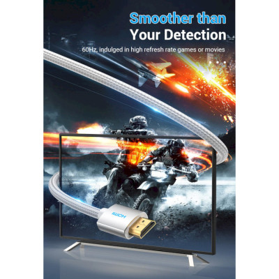 Кабель HDMI M - M, 3.0 м, V2.0, 4K 60Гц, обплетення, Silver Metal Type Vention Винница - изображение 3