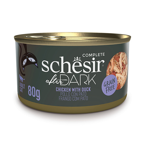 Schesir After Dark Chicken With Duck ШЕЗІР КУРКА З КАЧКОЮ в бульйоні натуральні консерви для котів, банка 80г Київ - фото 1