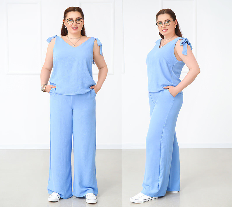 Летний женский костюм с широкими брюками Ясмин батал Киев - изображение 2