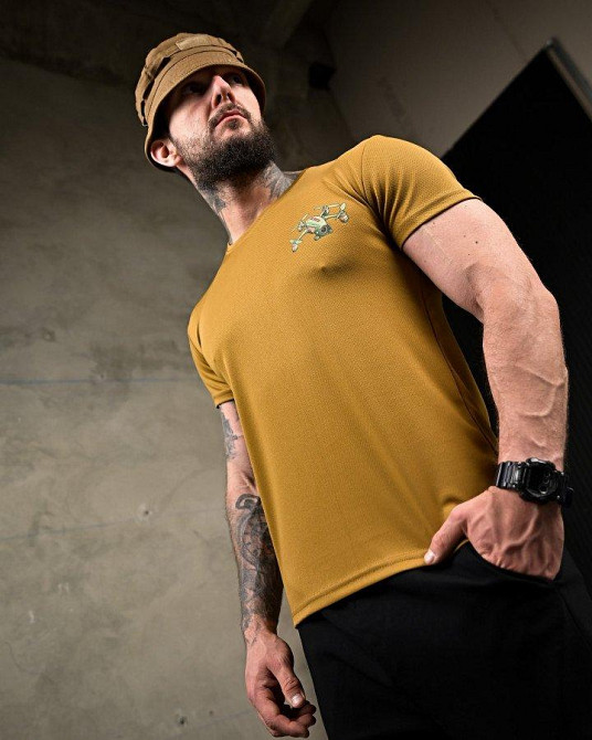 Тактическая потоотводящая футболка Ховайся coyot ПП7720 Одесса - изображение 7