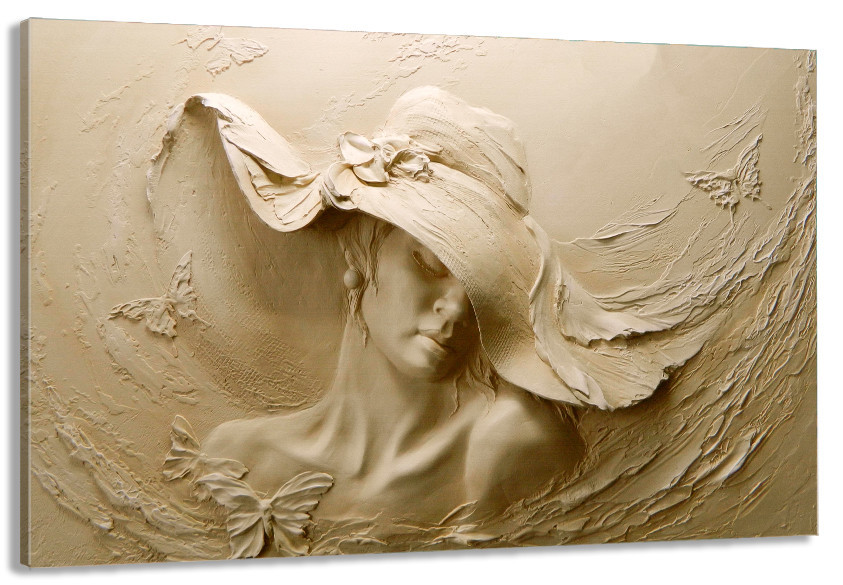 Картина полотно у вітальню / спальню   Дівчина в капелюсі   MLP_282 ( 60х30см ) 60x100 см Київ - фото 1