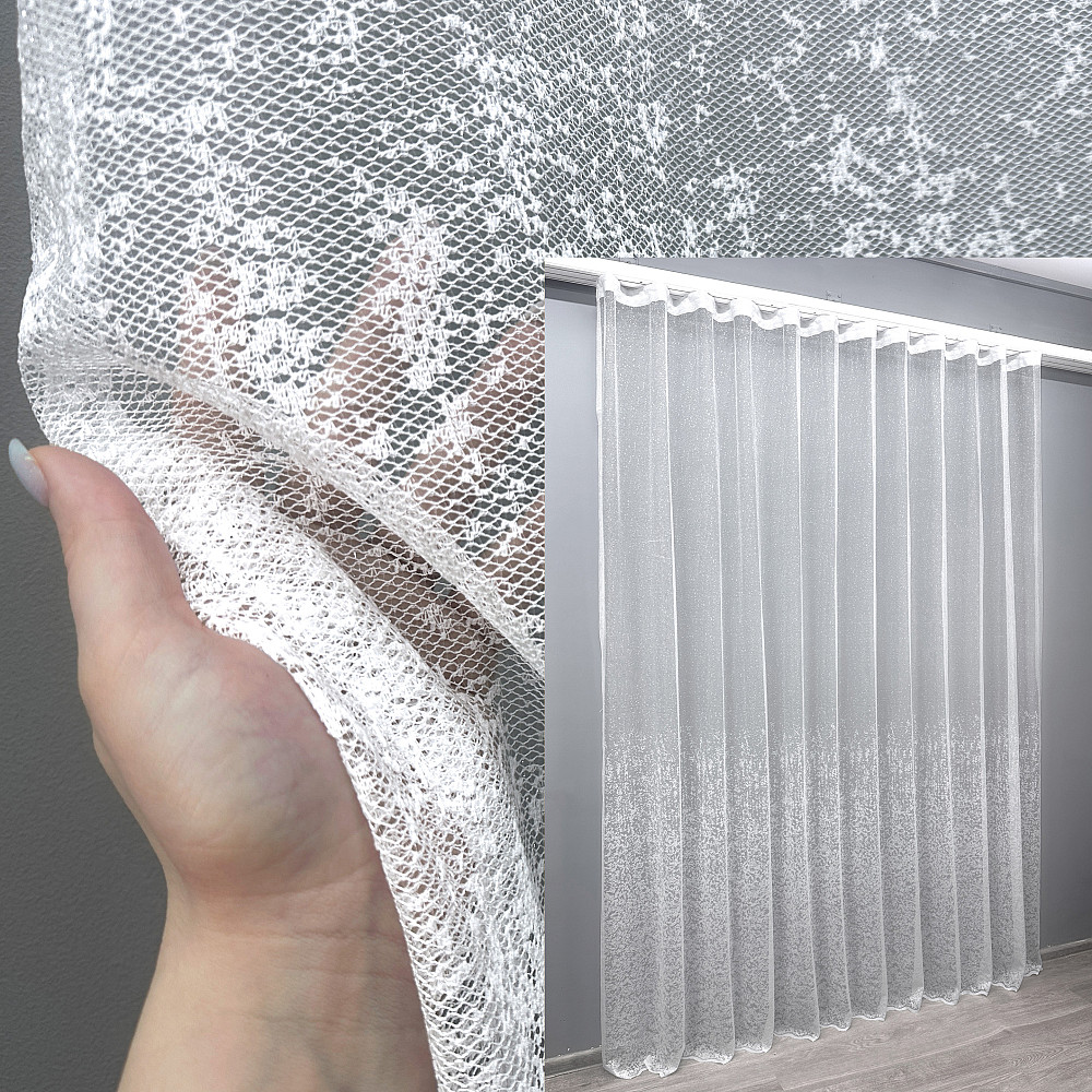 Тюль жакард, колекція "Мармур" колір теплий білий 1542т Київ - фото 1