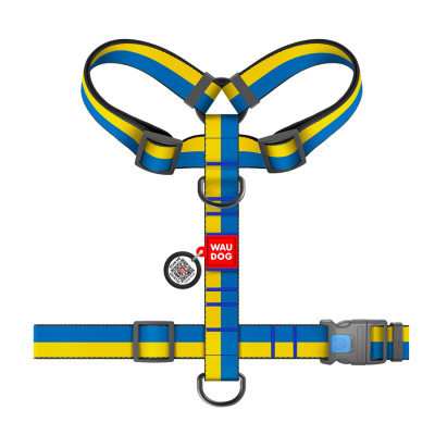 Шлея для собак WAUDOG Nylon анатомічна H-подібна з QR-паспортом "Colors of freedom" пластиковий фастекс XL (323-4020) Вінниця - фото 2