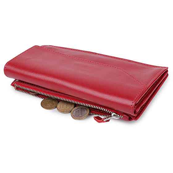 Кожаное вместительно женское портмоне GRANDE PELLE 11550 Красный Киев