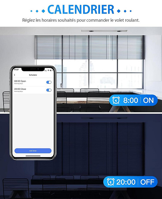 Розумний вимикач для ролет CS01 білий Wi‑Fi 2.4GHz Alexa/Google Smart Life голосове керування таймер 10A 220V N-провід Київ - фото 6
