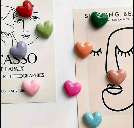 Магниты на холодильник Сердце – набор 10 штук, декоративные Киев