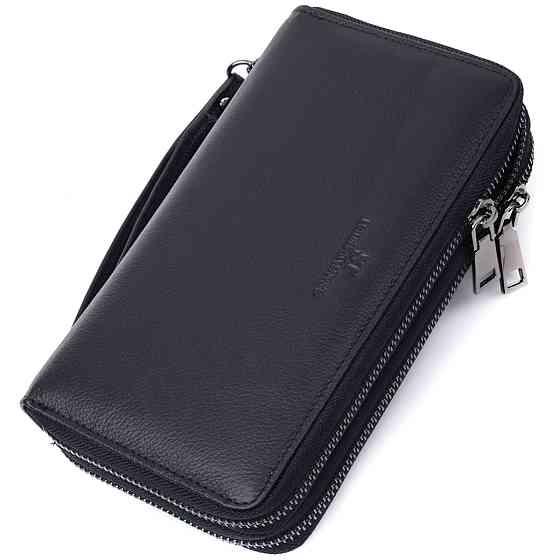 Чоловічий клатч на два відділення із натуральної шкіри ST Leather 22684 Чорний Київ