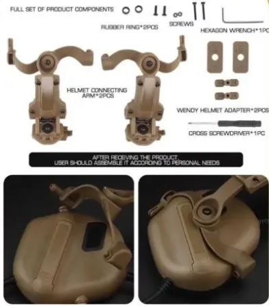 Универсальный адаптер для крепления активной гарнитуры на рельсы шлема OPS Core (Золотистая олива) Киев