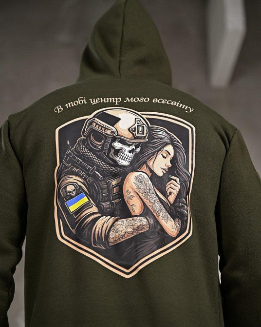 Мілітарі худі на флісі GENESIS Всесвет oliva ПП8139 Одеса - фото 4