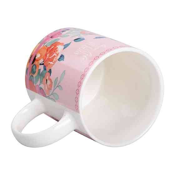 Liling Rongxiang Ceramic Чашка порцелянова з квітковим принтом 400 (мл) для чаю та кави Рожева Коломыя