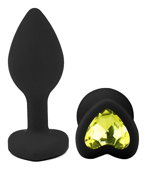 Силиконовая анальная пробка EGZO - Silicone Black Heart Plug Lime, size S Sex Aura Киев - изображение 2