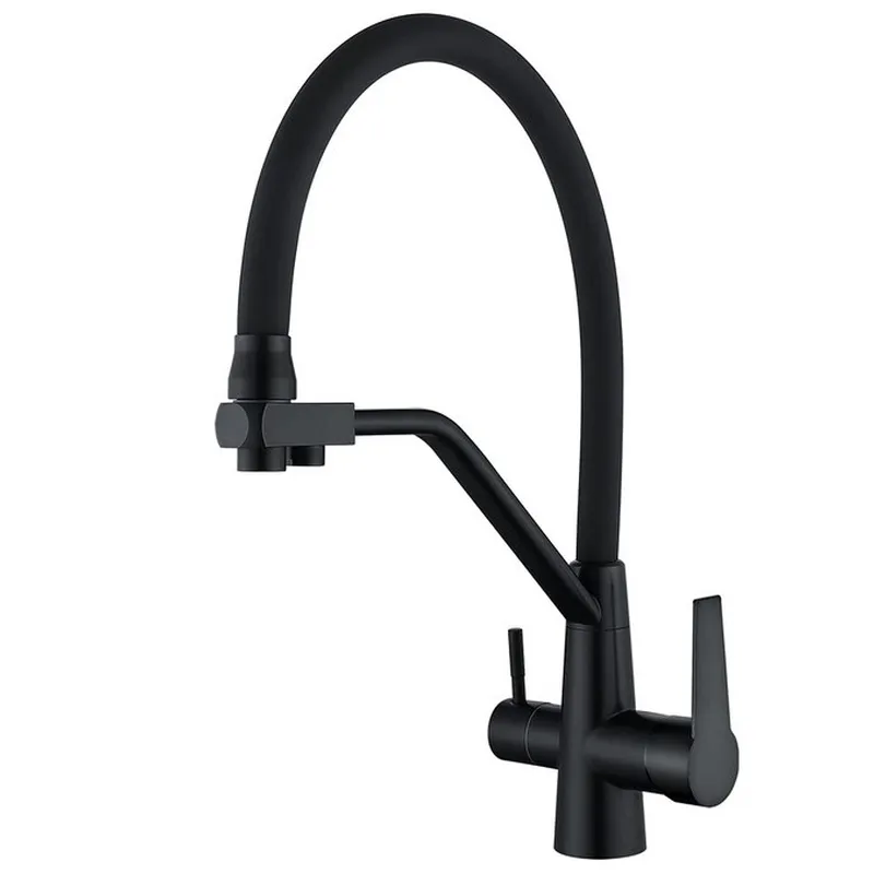 Кухонний змішувач Mixxus FUL-021 із чорним силіконовим виливом та виходом для питної води Харків - фото 1