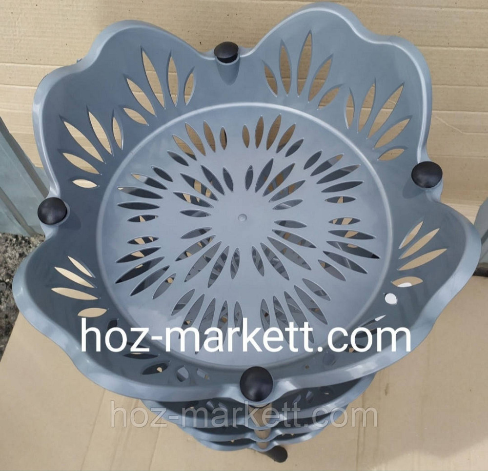 Полка этажерка пластиковая для ванной и кухни серая круглая Харьков - изображение 7