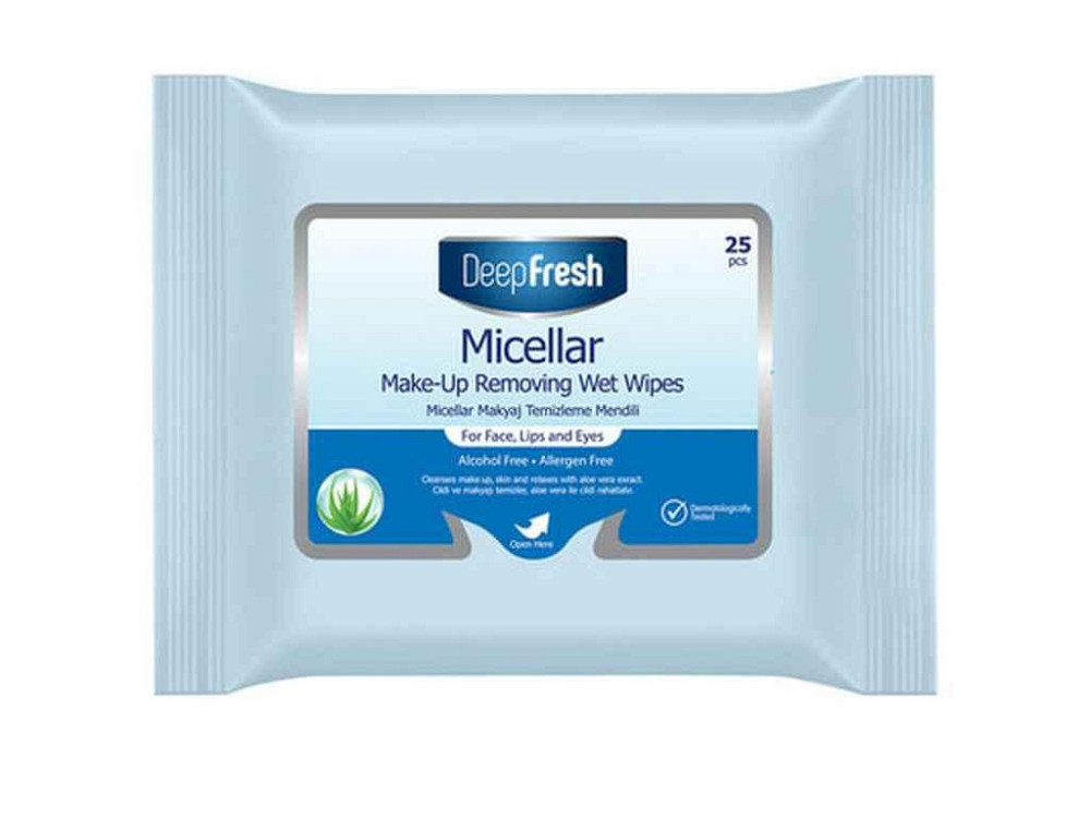 Вологі серветки для зняття макіяжу 25шт з міцелярною водою ТМ DEEP FRESH Київ - фото 1