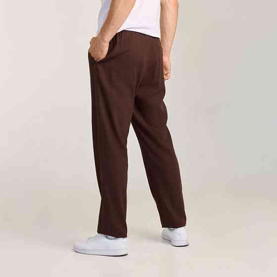 Мужские льняные брюки свободного кроя шоколадные Pobedov Chill Киев