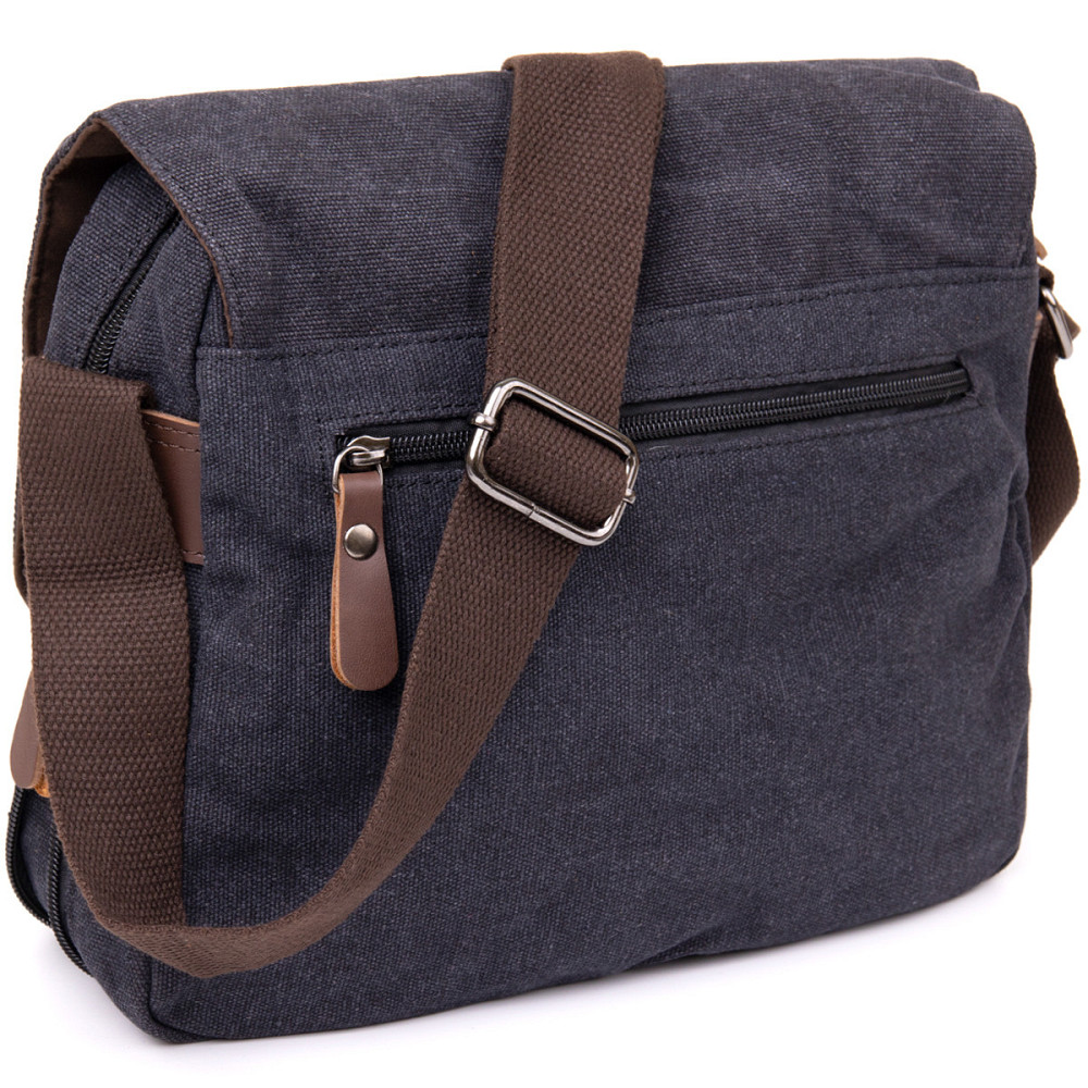 Сумка почтальонка текстильна Vintage 20604 Чорна Київ - фото 5